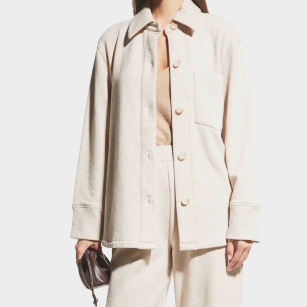 Vince Oversized Shirt Jacket Women’s S Cotton Knit Button Down Chore Coat Fleece